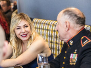Katelyn Brehm and SFWA CFO Jonathan P. Brazee. (Photo Credit: Kaitrin Acuna, 2025.)