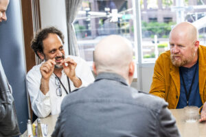 Nebula Finalists Benjamin Rosenbaum and Ray Nayler in conversation at our 60th Anniversary Nebula Awards Conference. (Photo Credit: Kaitrin Acuna, 2025.)