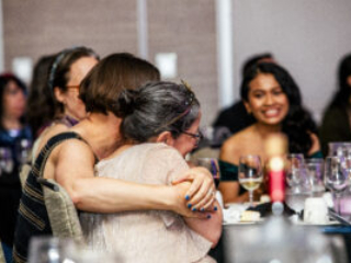 Nebula Award Finalists Christine Hanolsy and Jennifer Hudak, celebrating in the moment! (Photo Credit: Kaitrin Acuna, 2025.)