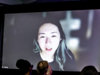 Ai Jiang greets the Nebula Awards Ceremony audience on June 7. (Photo Credit: Kaitrin Acuna, 2025.)