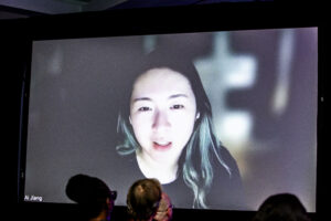 Ai Jiang greets the Nebula Awards Ceremony audience on June 7. (Photo Credit: Kaitrin Acuna, 2025.)