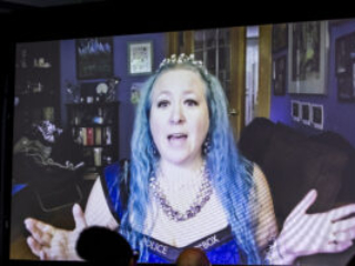 Joining us online, Nebula Award Winner Vanessa Ricci-Thode celebrates her accomplishment: the Andre Norton for Best Middle Grade and Young Adult Fiction. (Photo Credit: Kaitrin Acuna, 2025.)