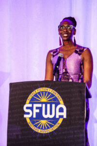 Introducing SFWA&#039;s newest Executive Director, Isis Asare! (Photo Credit: Kaitrin Acuna, 2025.)