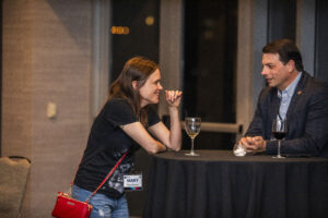 Mary Thompson and Nebula Finalist José Pablo Iriarte at our 60th Anniversary Nebula Awards Conference. (Photo Credit: Kaitrin Acuna, 2025.)