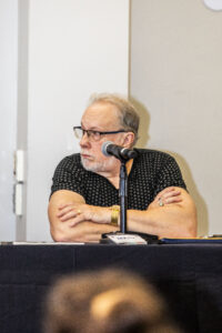 Panelist Mark W. Tiedemann, discussing science fiction at our 60th Anniversary Nebula Awards Conference. (Photo Credit: Kaitrin Acuna, 2025.)