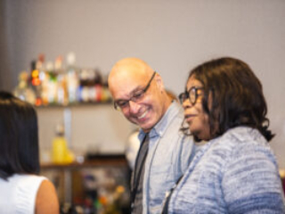 Kagan Tumer and SFWA Board Member Christine Taylor-Butler enjoy conversation at our 60th Anniversary Nebula Awards Conference. (Photo Credit: Kaitrin Acuna, 2025.)