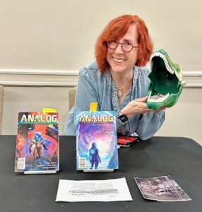 Rosemary Claire Smith and a friendly Dino greet fans at her Meet &amp; Greet during our Nebula Awards Conference in Kansas City, Missouri.
